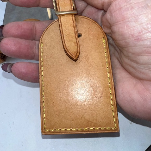 Louis Vuitton Luggage Tag Leather Tan Vintage Travel Bag Accessory - Picture 6 of 8